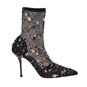 Alexander McQueen Crystal Mesh Stiletto Booties Black NIB Size 41